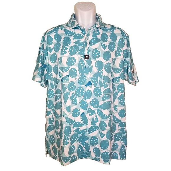 Men's Bad Birdie Bam Bam Polo Shirt All Over Print Sz Large NWOT - Picture 1 of 5